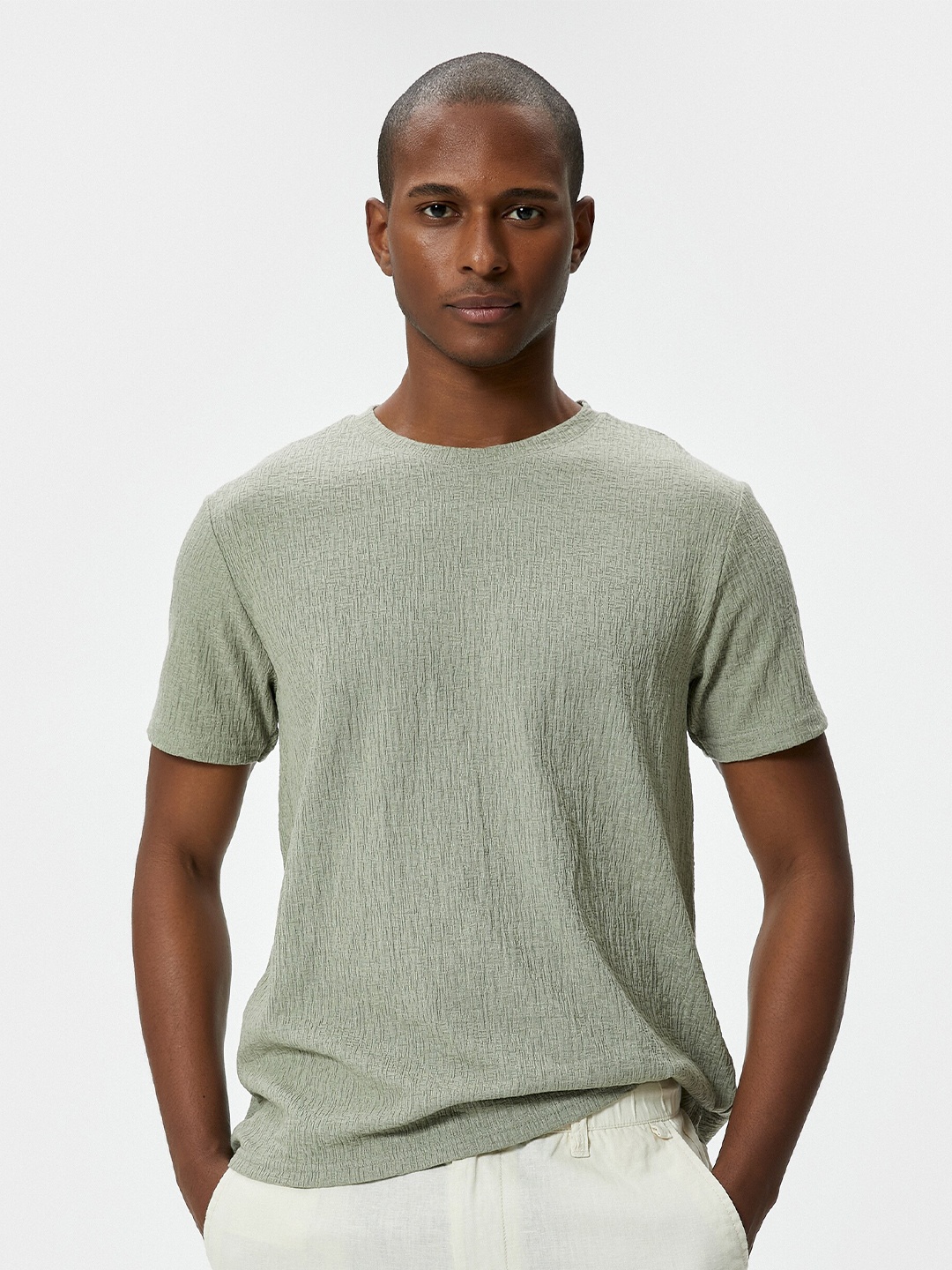 

Koton Round Neck Cotton Slim Fit T-shirt, Khaki