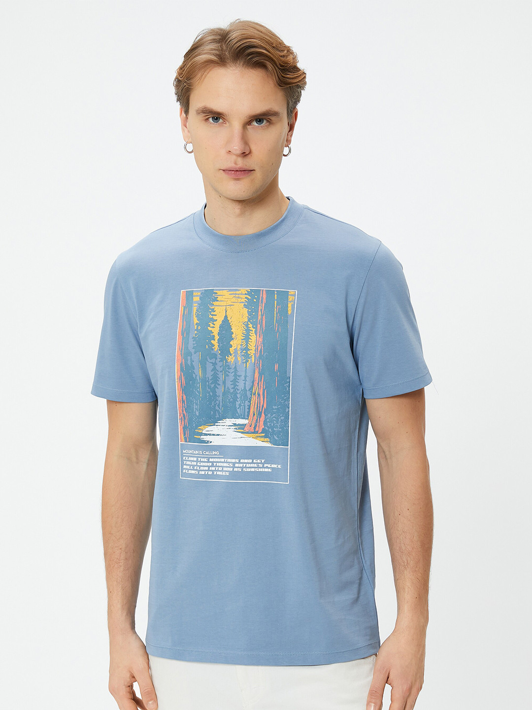 

Koton Graphic Printed Round Neck T-shirt, Blue