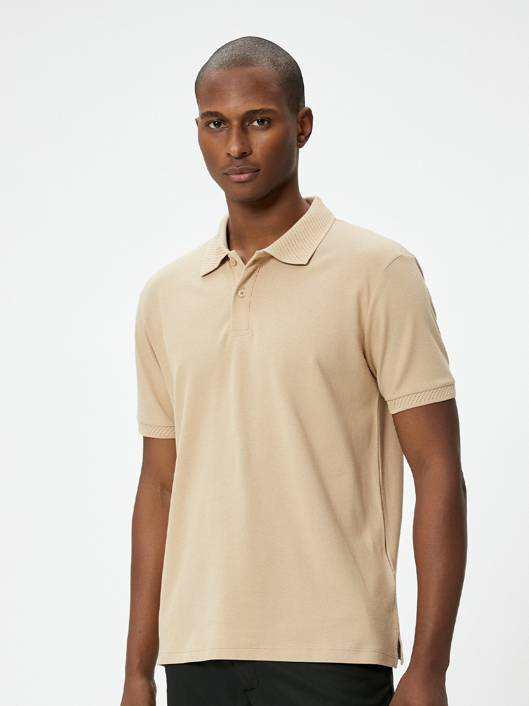 

Koton Polo Collar Cotton Slim Fit T-shirt, Beige