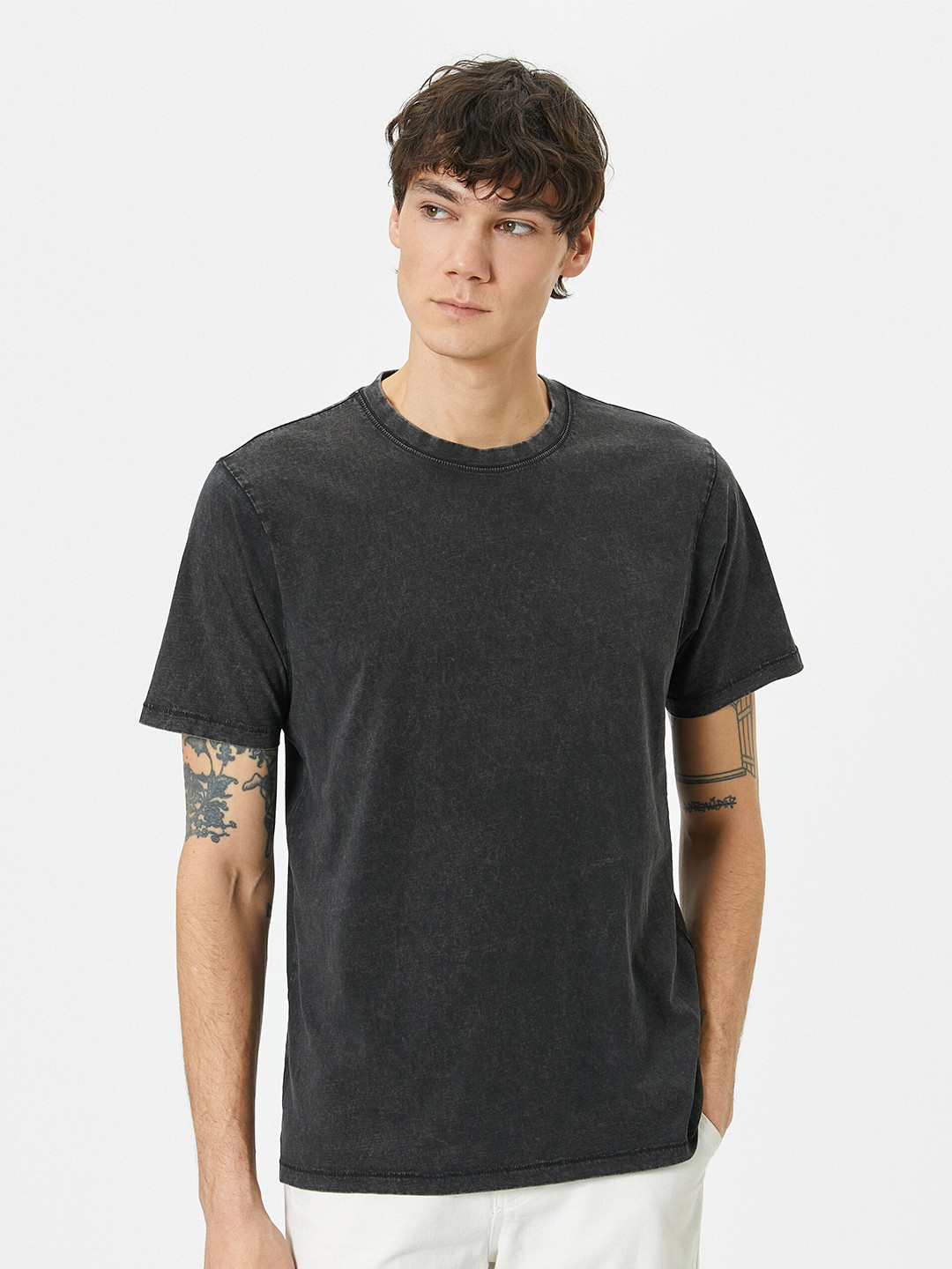 

Koton Round Neck Cotton T-shirt, Grey