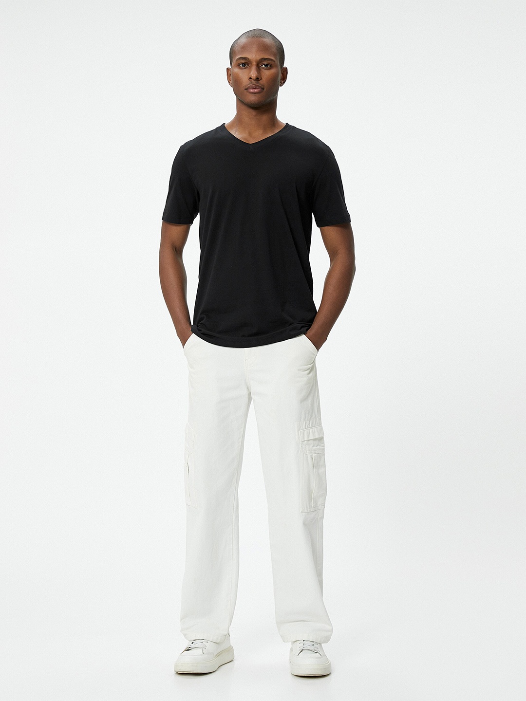 

Koton V-Neck Cotton Slim Fit T-shirt, Black