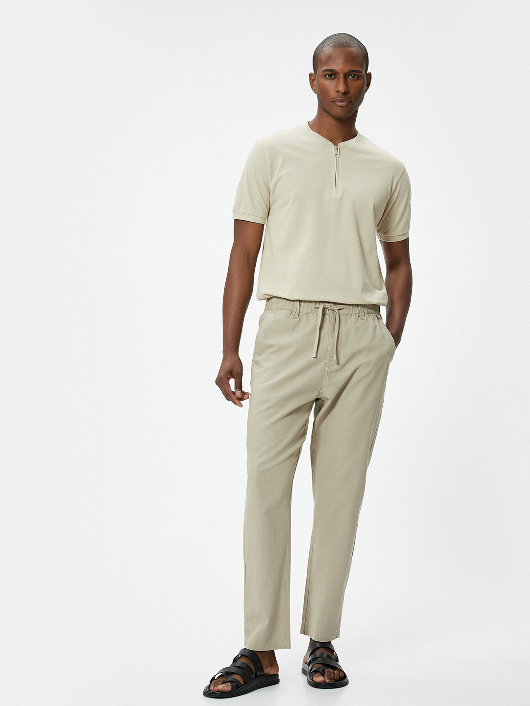 

Koton Round Neck Cotton T-shirt, Beige