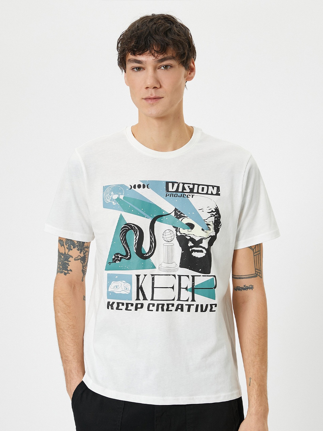 

Koton Graphic Printed Round Neck T-shirt, White