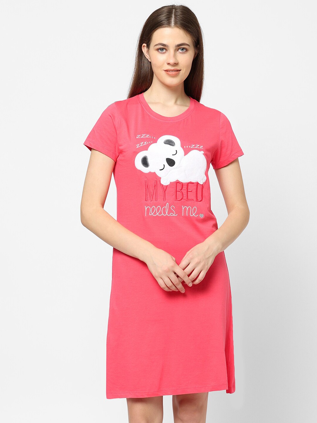 

Sweet Dreams Coral Graphic Printed Nightdress