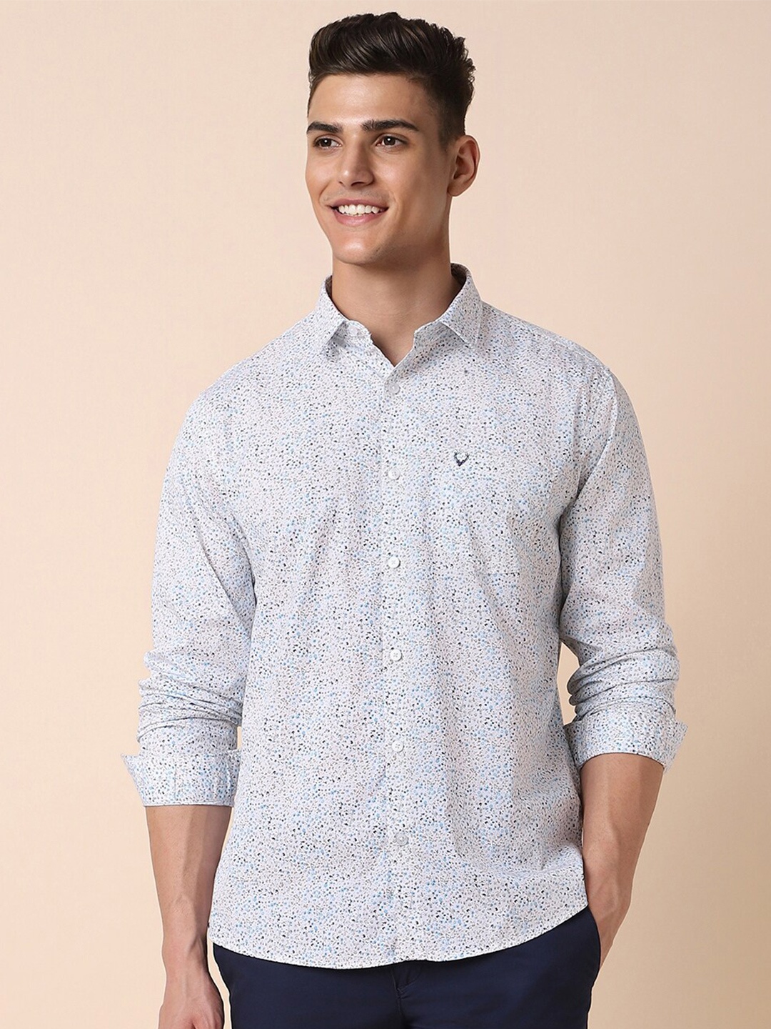 

Allen Solly Slim Fit Floral Printed Casual Pure Cotton Shirt, White