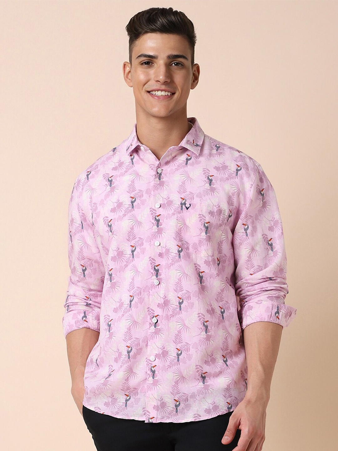 

Allen Solly Slim Fit Conversational Printed Spread Collar Casual Shirt, Pink