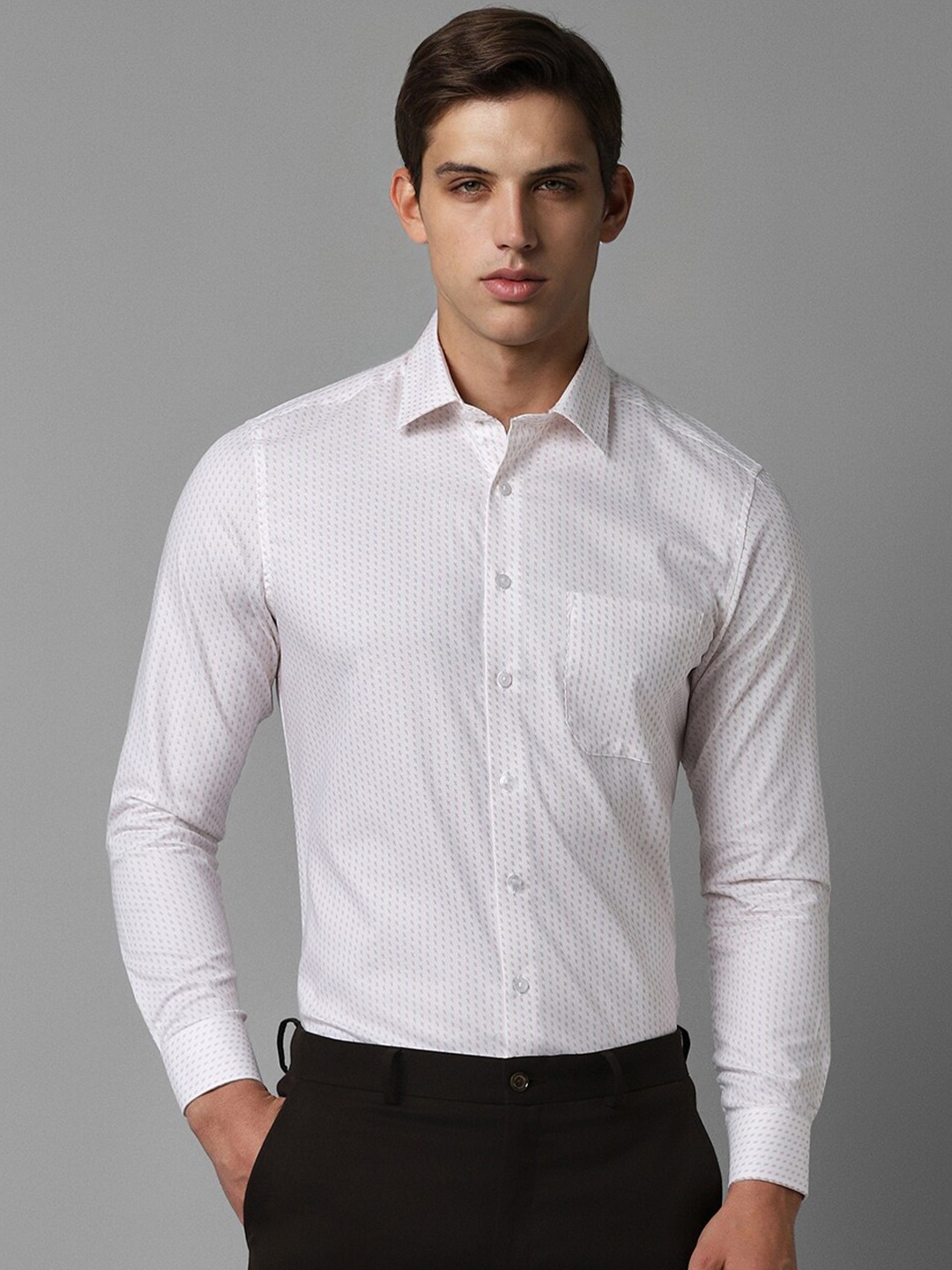 

Louis Philippe Slim Fit Cotton Striped Formal Shirt, White