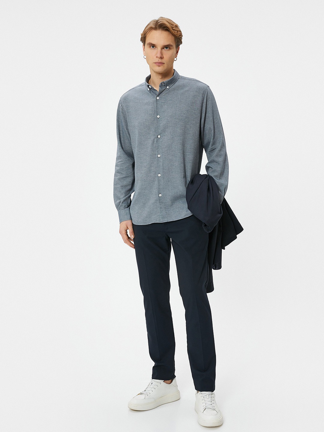 

Koton Slim Fit Button-Down Collar Casual Shirt, Navy blue