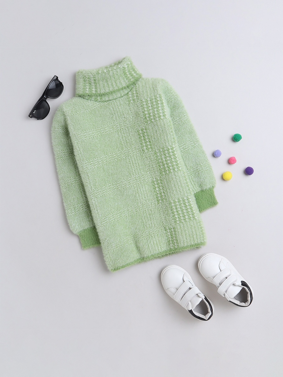 

Yellow Apple Girls Woollen Pullover with Inner Fleece, Green