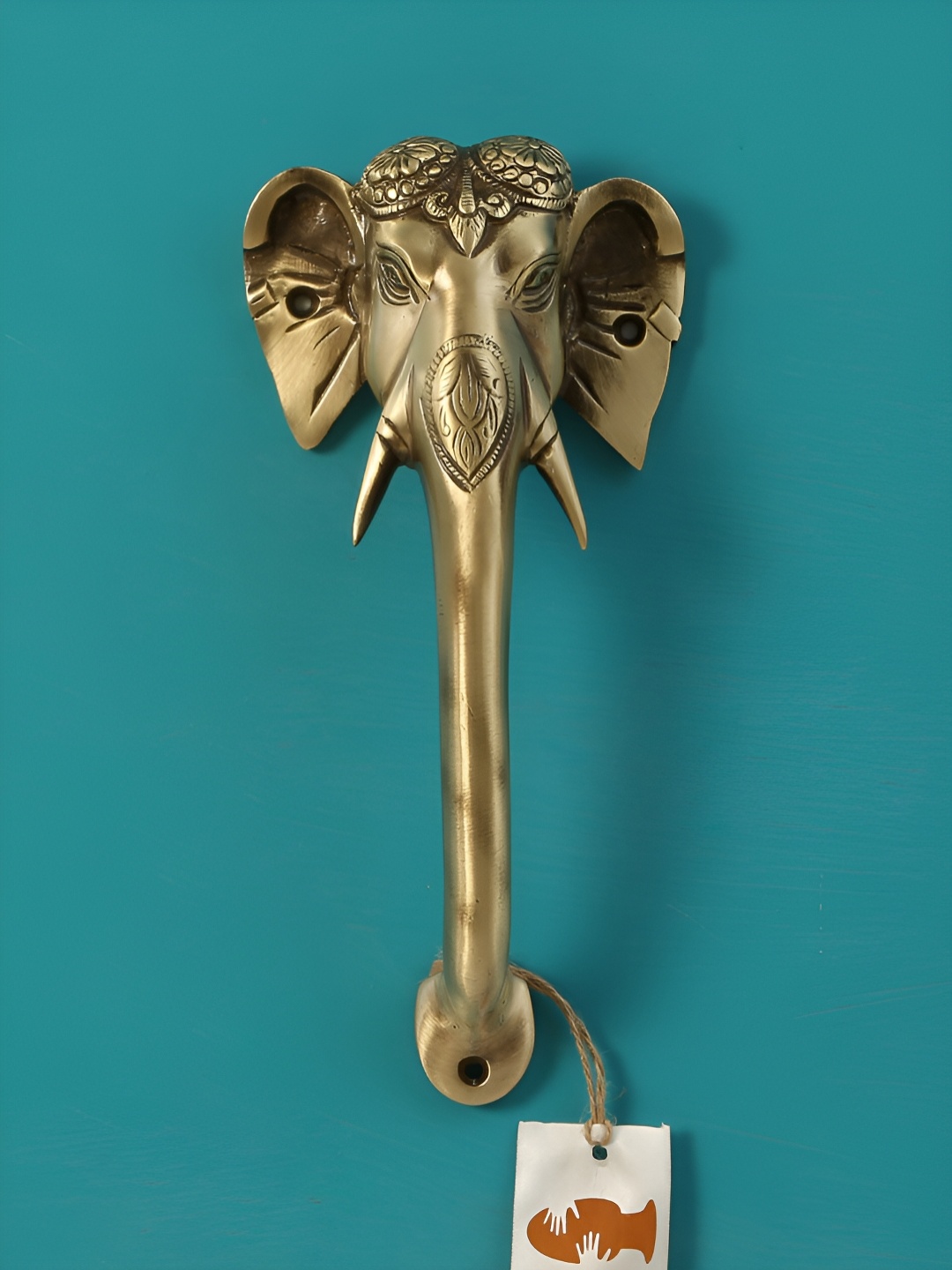 

Two Moustaches Brown Tuskar Ganesha Brass Door Handle