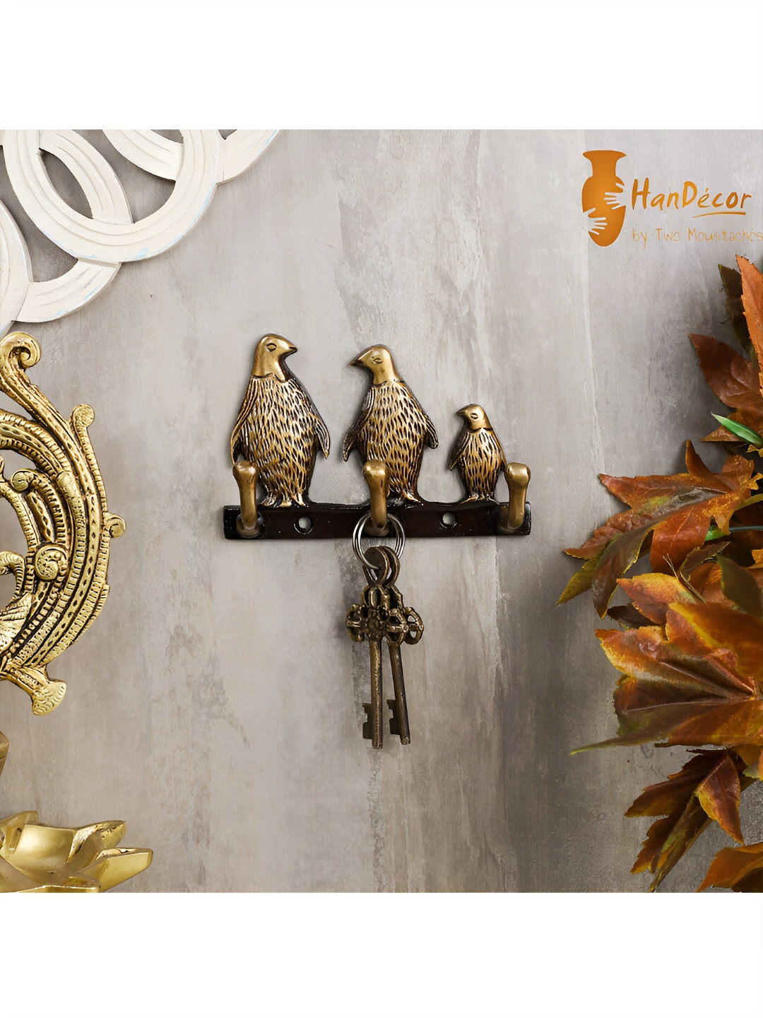 

Two Moustaches Black Penguin Design Family Key Holder, Copper