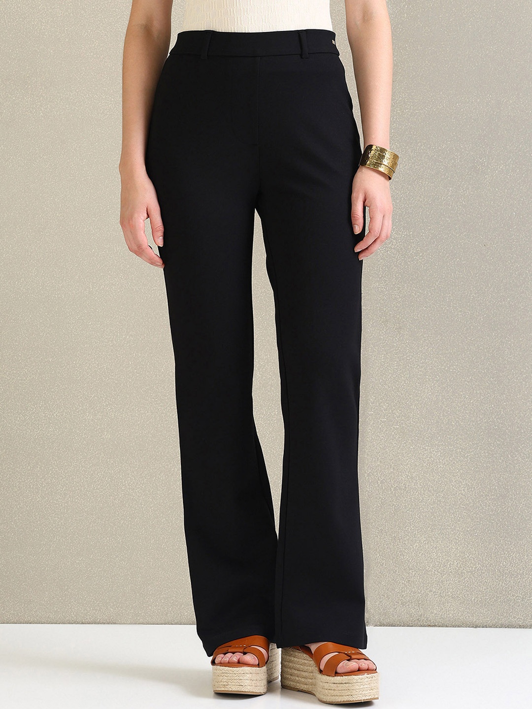 

U.S. Polo Assn. Women Straight Fit Bootcut Trousers, Black