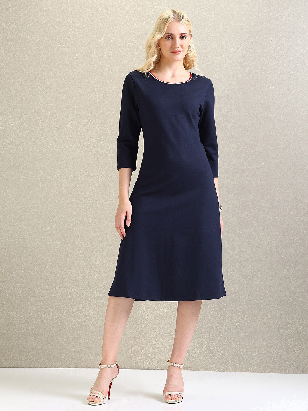 

U.S. Polo Assn. Women Round Neck A-Line Dress, Blue