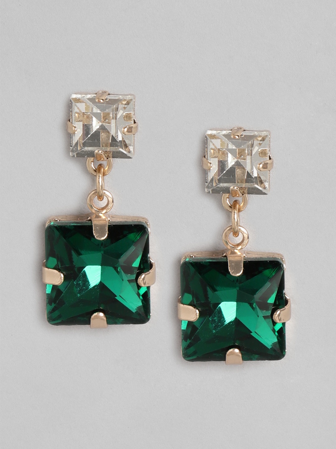 

Forever New Gold-Plated Square Drop Earrings, Green