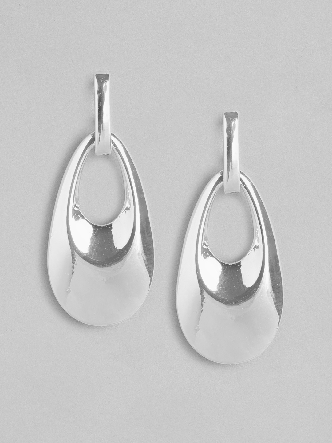

Forever New Women Silver-Plated Teardrop Shaped Drop Earrings