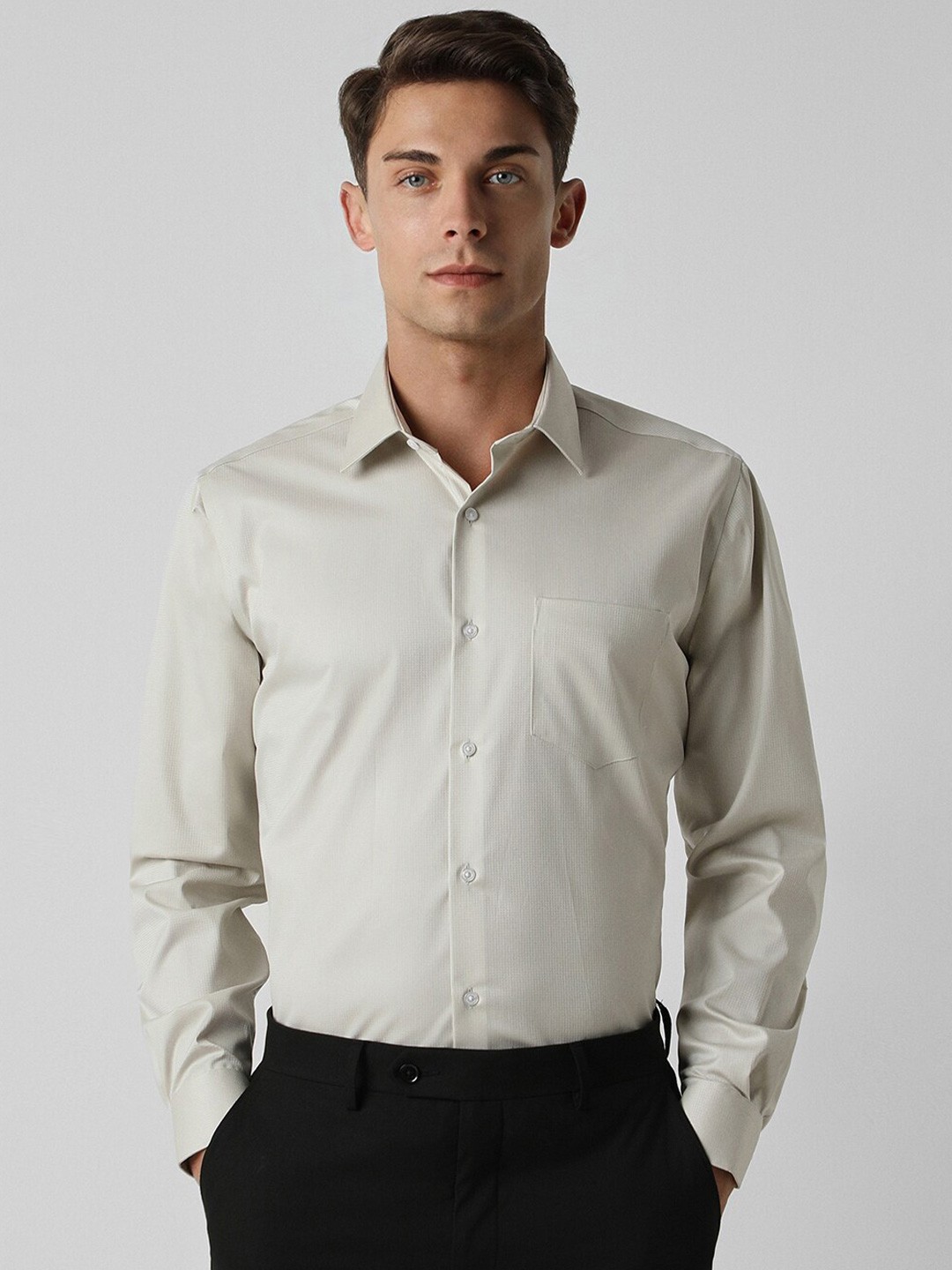 

Van Heusen Spread Collar Long Sleeves Cotton Formal Shirt, Grey