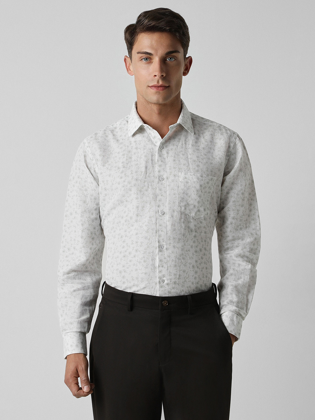 

Van Heusen Floral Printed Linen Cotton Formal Shirt, Grey