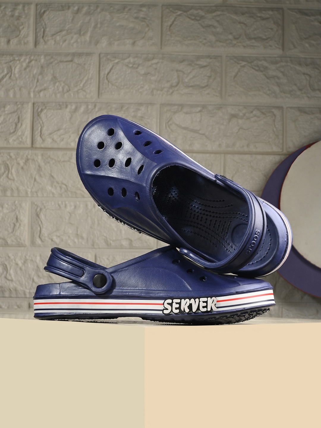 

SERVER Men Self Design Clogs, Navy blue