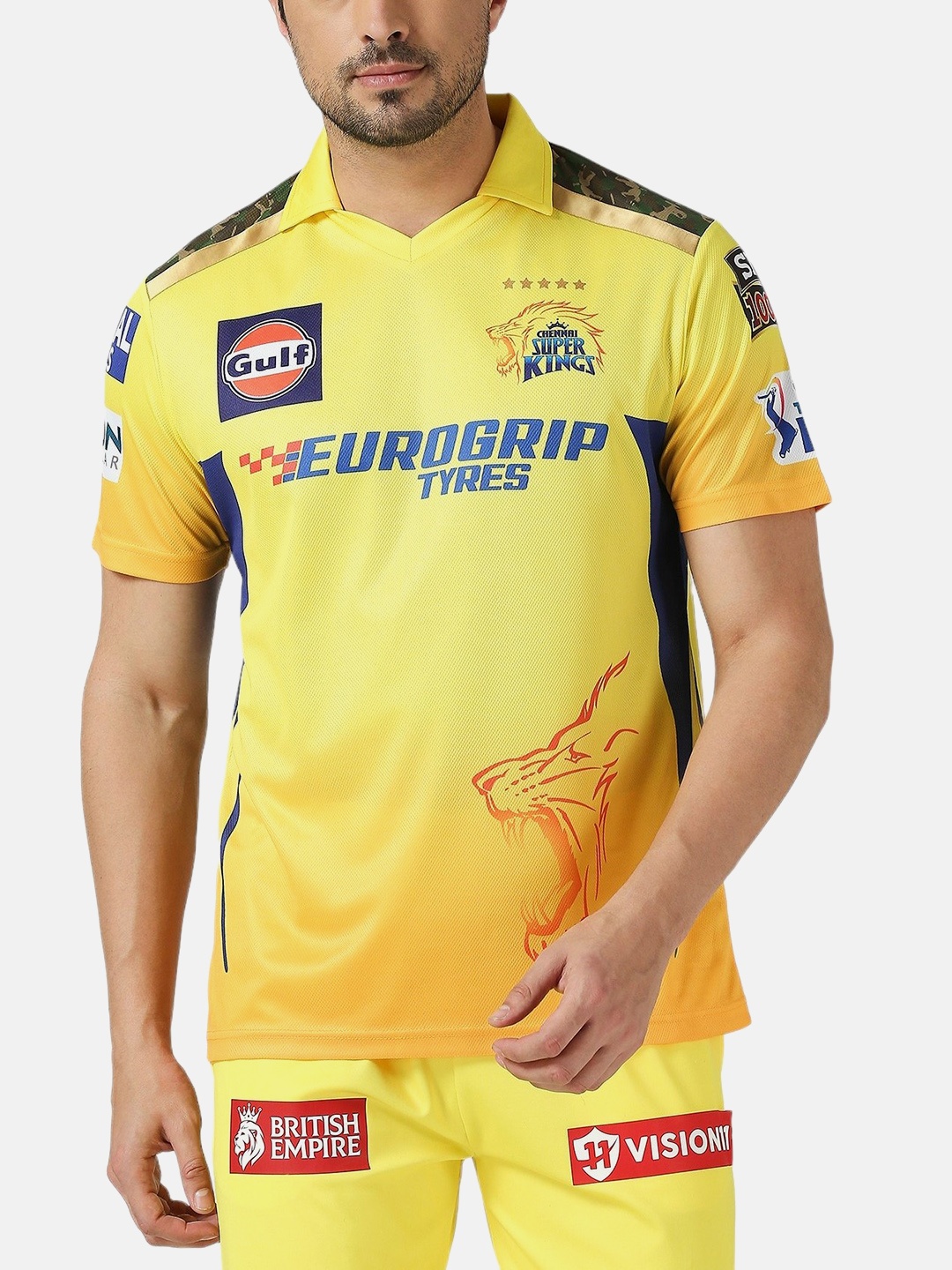 

playR Men Printed Polo Collar Dri-FIT CSK Fan Jersey T-shirt, Yellow