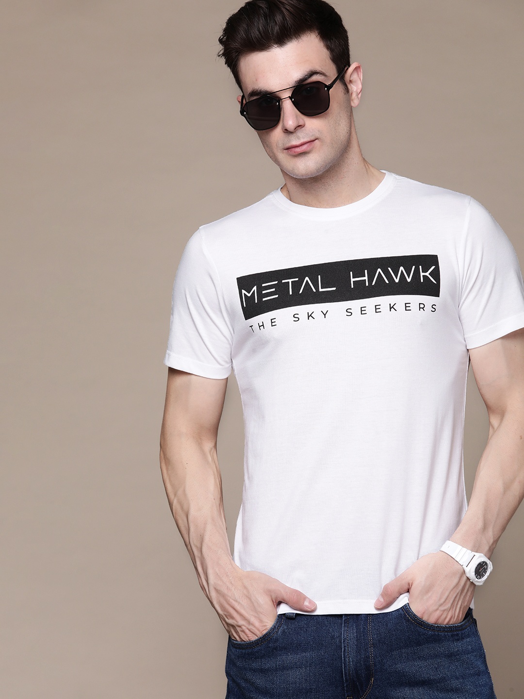

Roadster Men Typography Printed T-shirt, White
