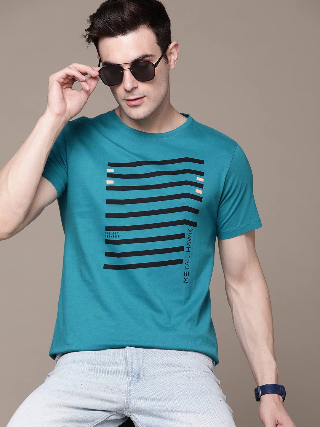 

Roadster Men Graphic Printed T-shirt, Blue