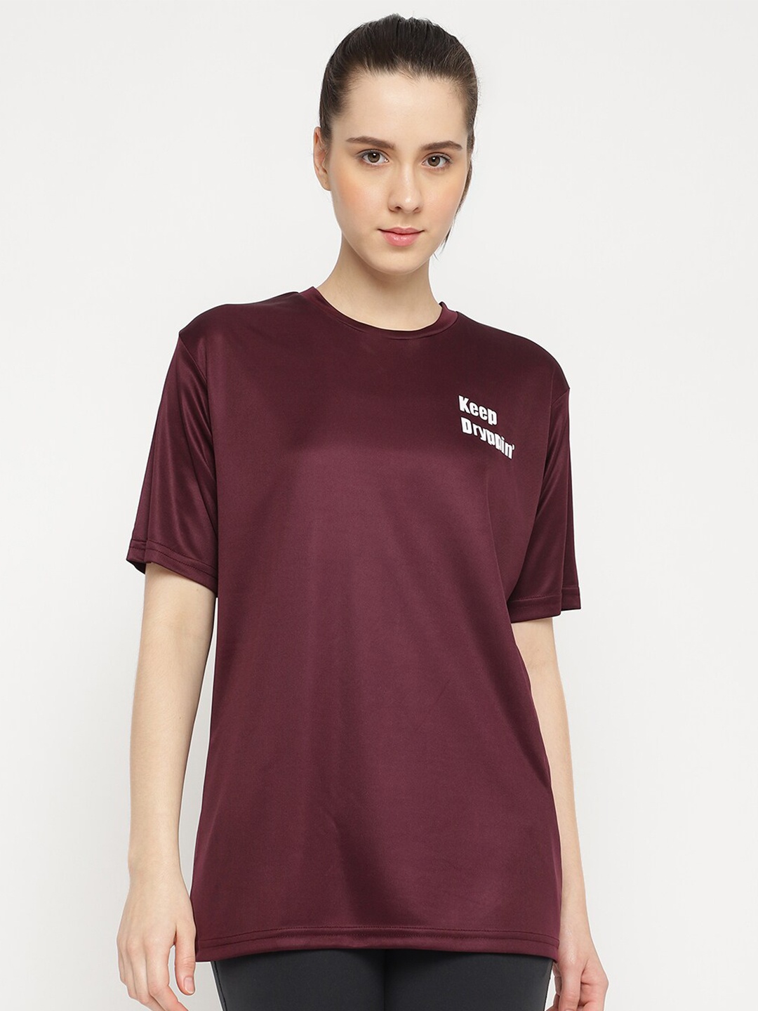 

DRYP EVOLUT Round Neck Short Sleeves Oversized T-shirt, Maroon