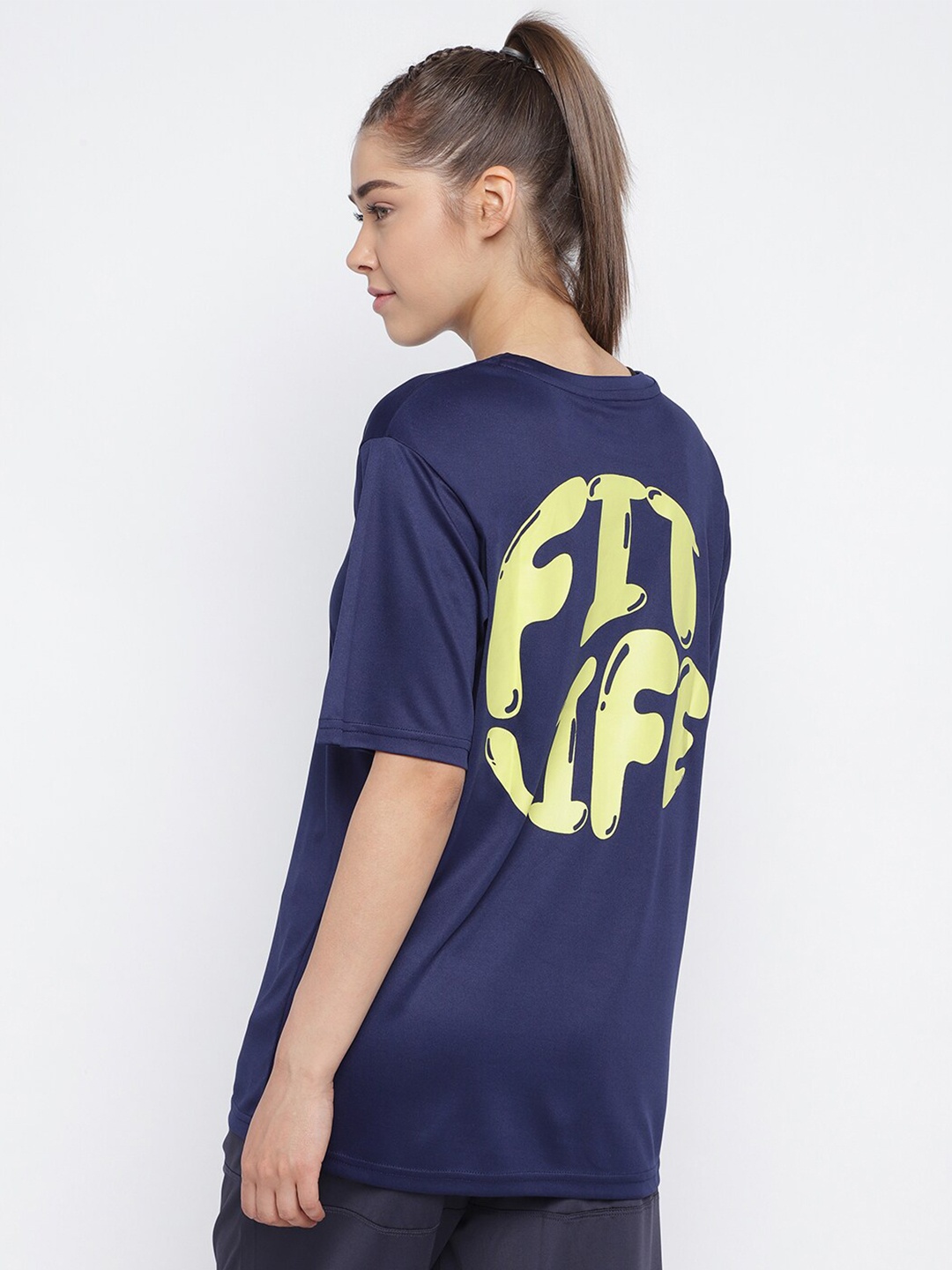 

DRYP EVOLUT Typography Printed Round Neck Short Sleeves Oversized T-shirt, Blue