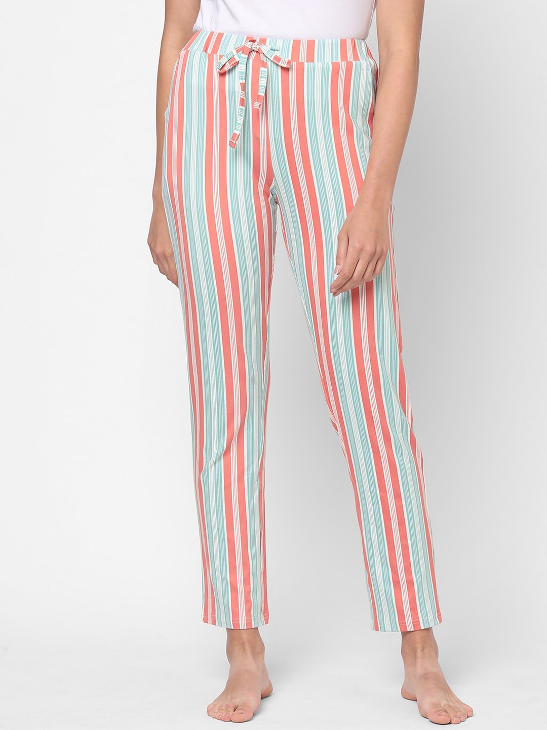 

Sweet Dreams Green Women Striped Straight Lounge Pants