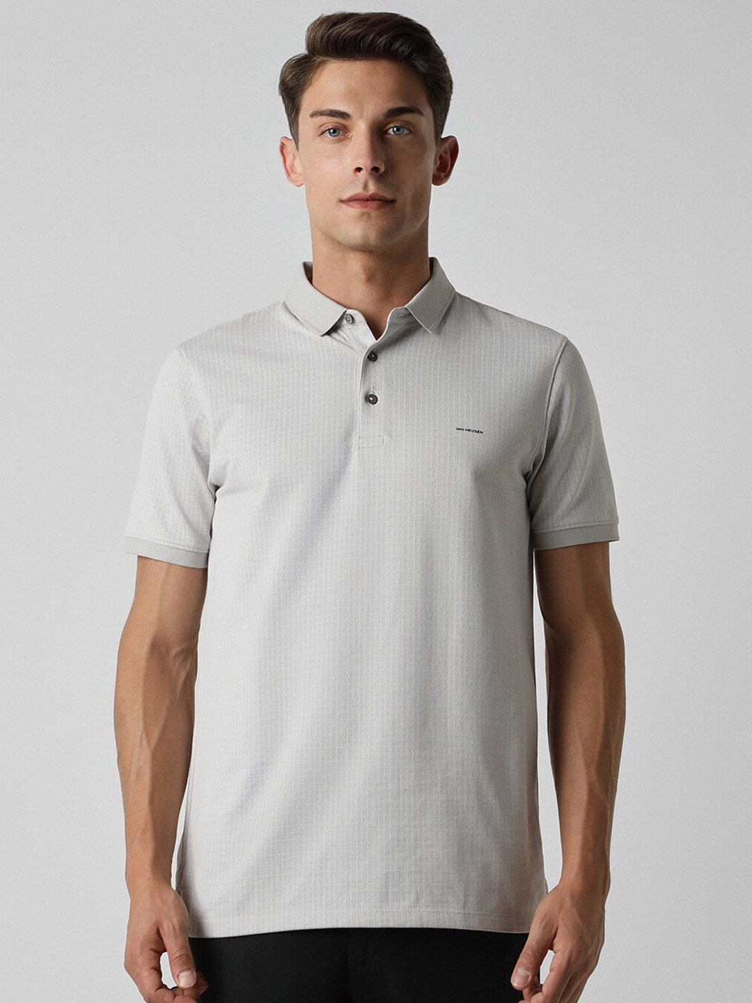 

Van Heusen Polo Collar Cotton T-shirt, Grey