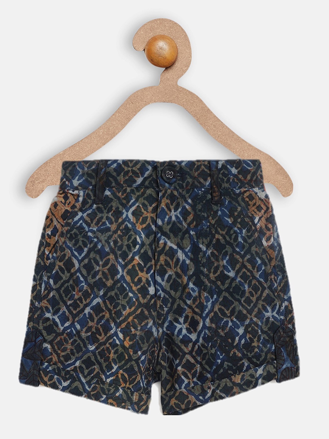 

charkhee Boys Floral Printed Pure Cotton Shorts, Navy blue