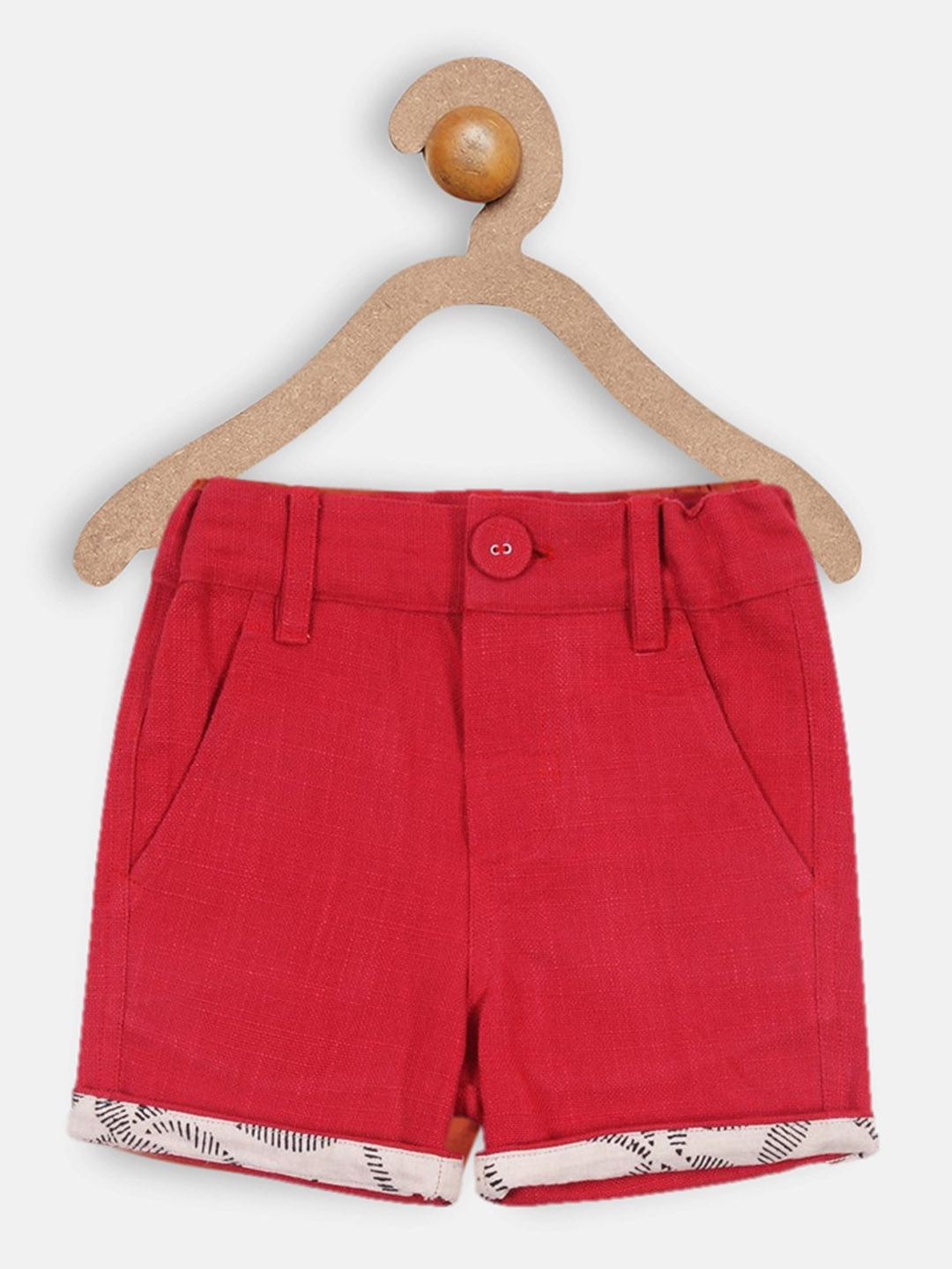 

charkhee Boys Mid Rise Pure Cotton Shorts, Red