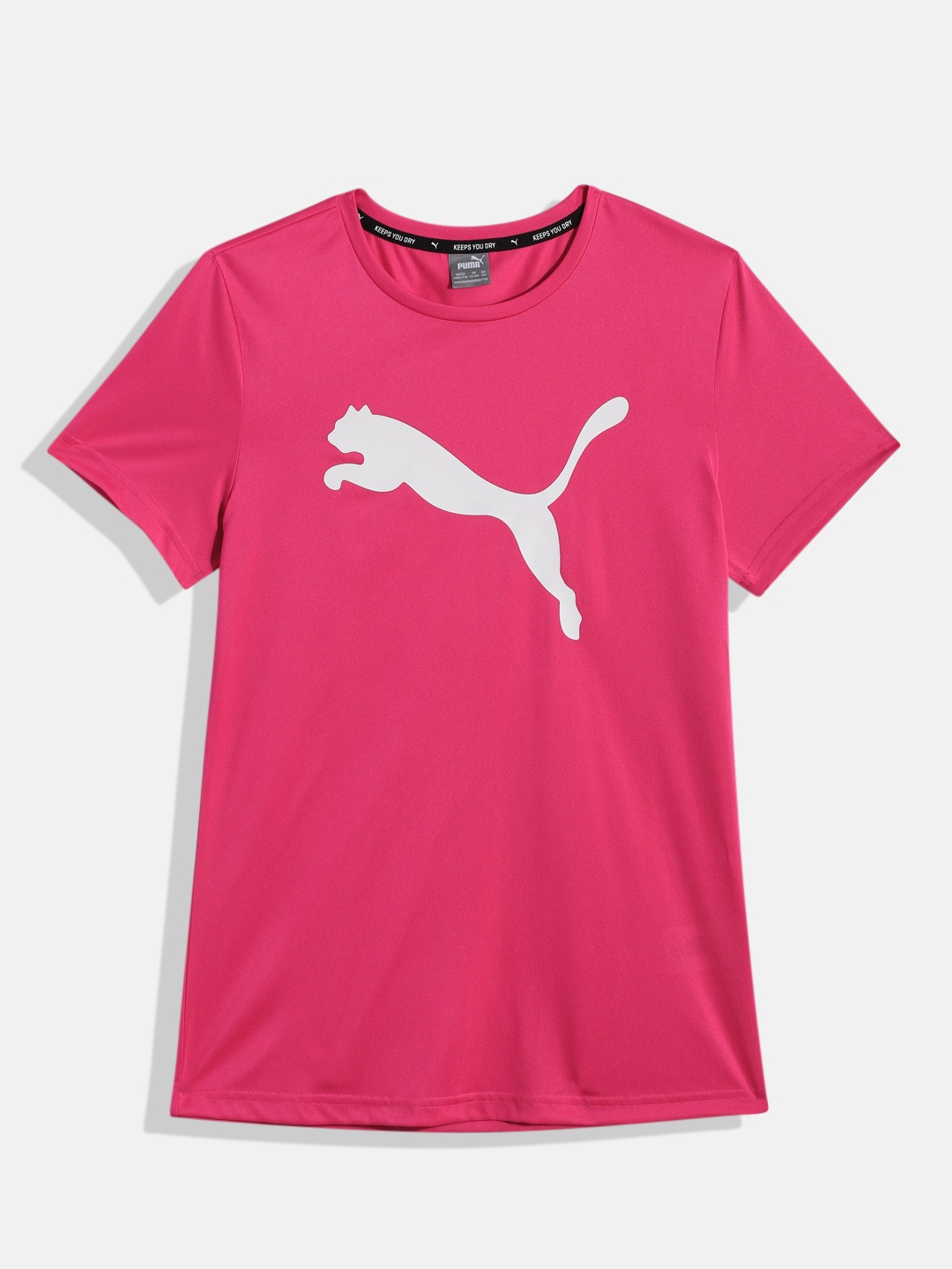 

Puma Girls Brand Logo Print Active DryCell Knitted Outdoor Sports T-shirt, Magenta