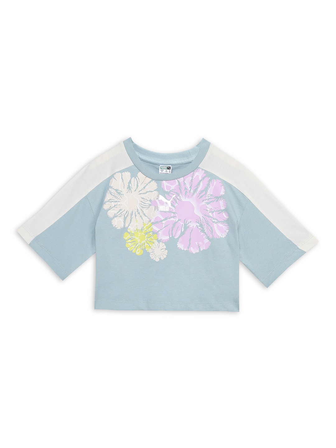 

Puma Girls T7 SNFLR Graphic Floral Print Pure Cotton T-shirt, Blue