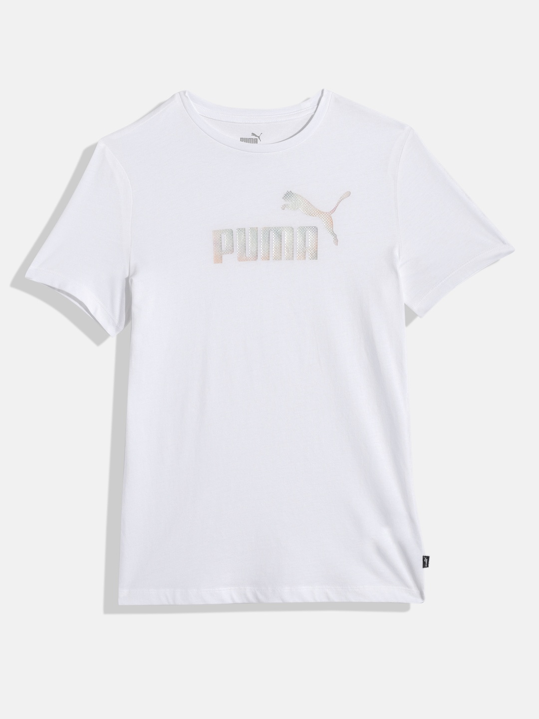 

Puma Girls Brand Logo Print Summer Daze Youth Knitted Pure Cotton T-shirt, White