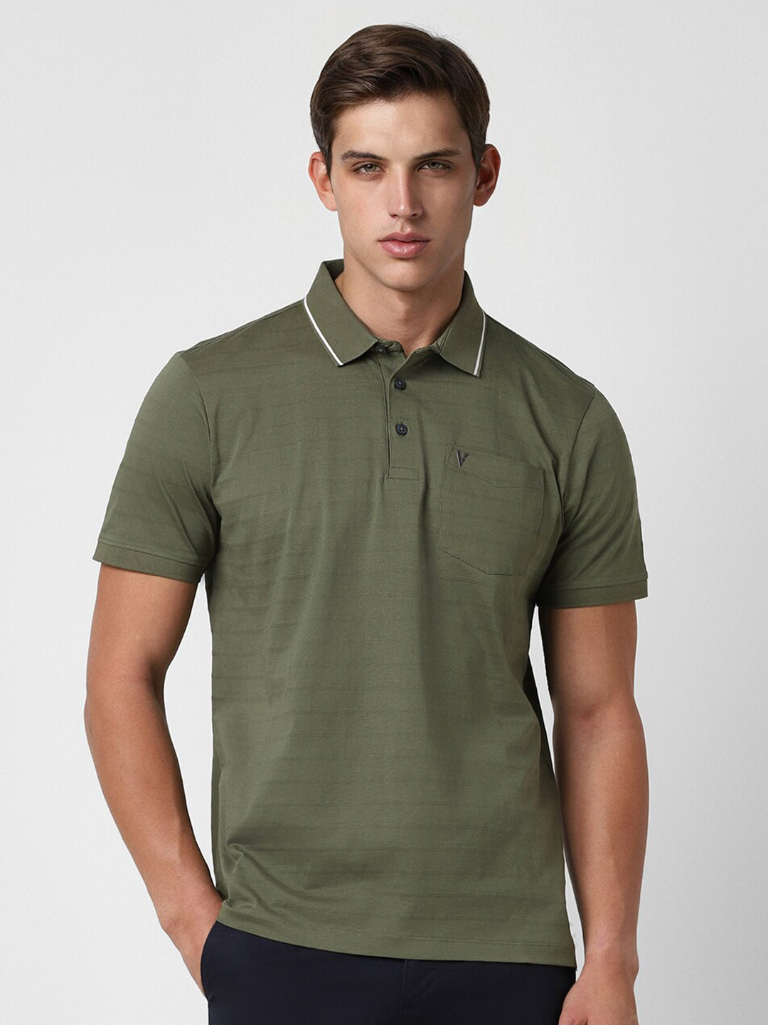 

Van Heusen Sport Polo Collar Cotton T-shirt, Olive
