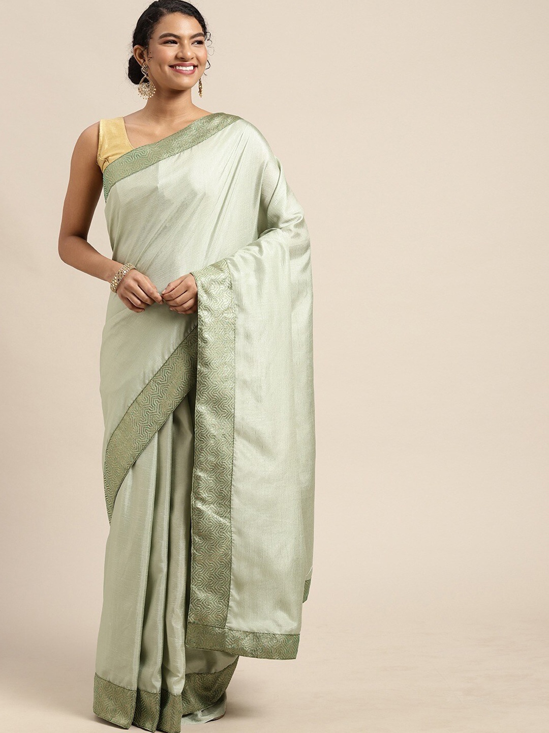 

all about you Green Zari Saree