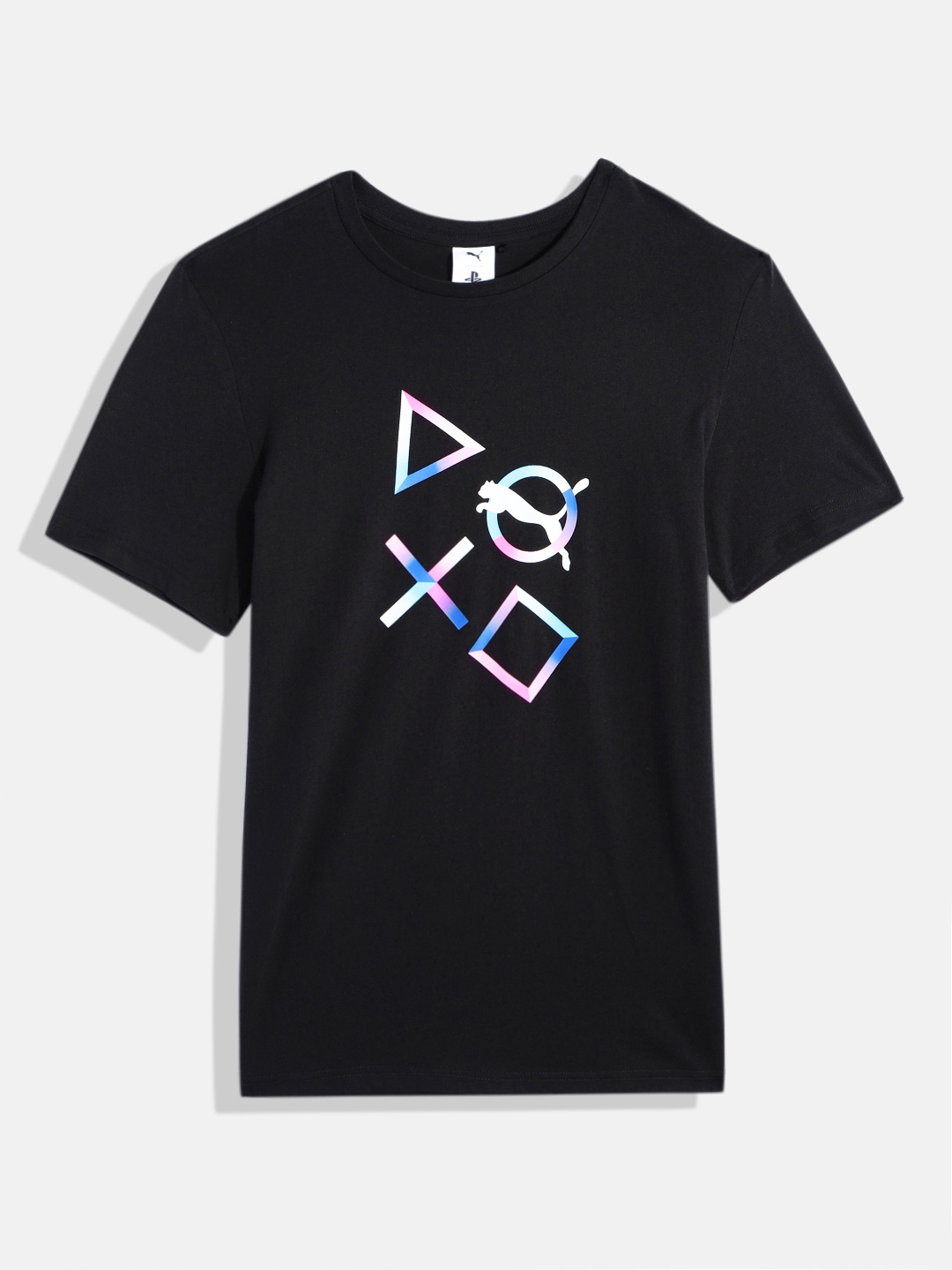 

Puma x Playstation Boys Geometric & Brand Logo Print Youth Pure Cotton T-shirt, Black