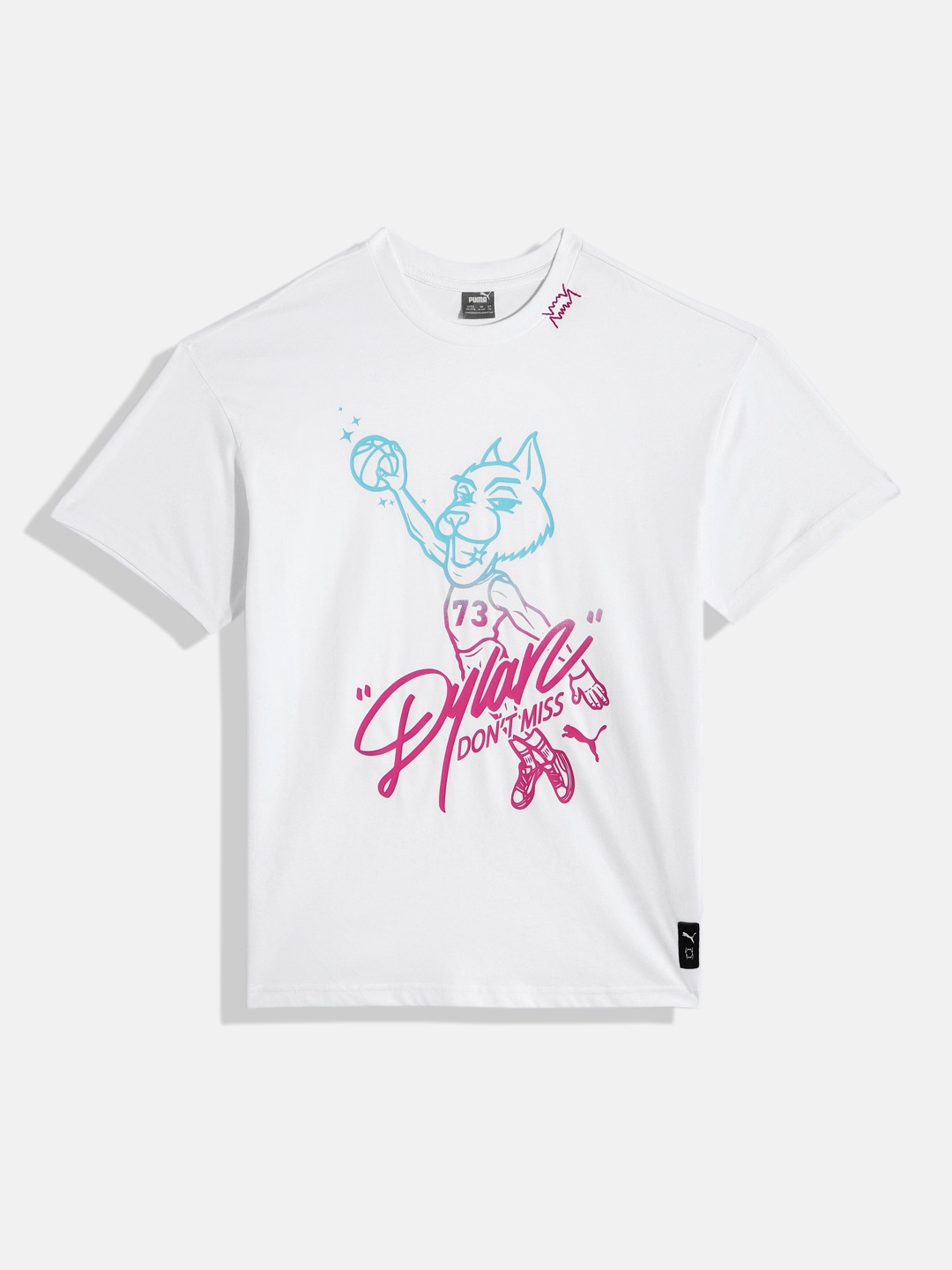 

Puma Boys Basketball Dylan Typography Print Pure Cotton Relaxed Fit T-shirt, White