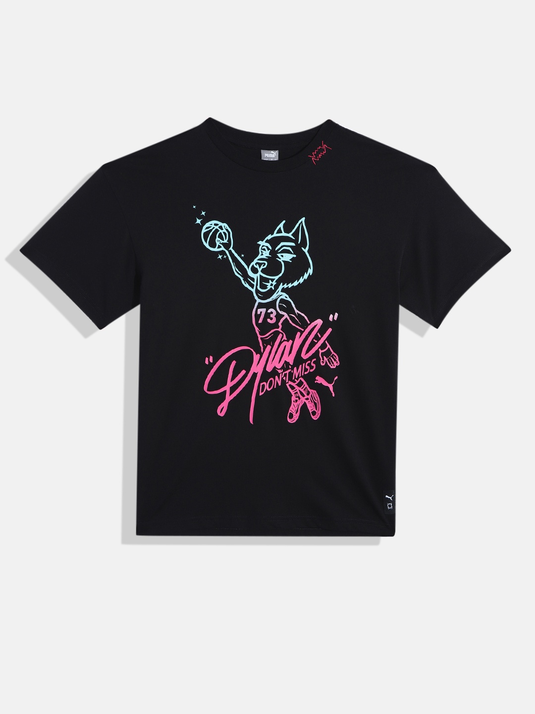 

Puma Boys Basketball Dylan Typography Print Pure Cotton Relaxed Fit T-shirt, Black