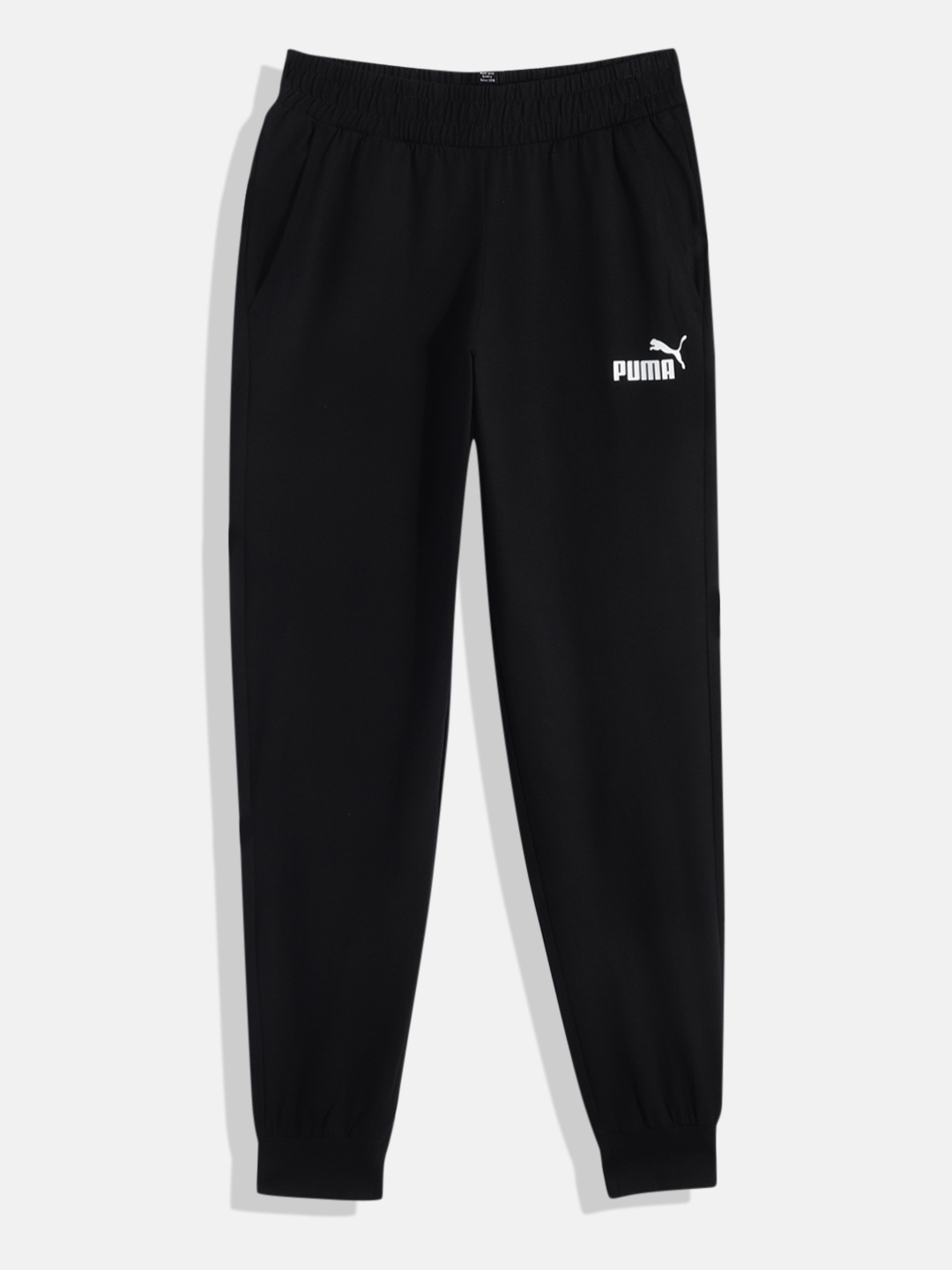 

Puma Boys Solid Youth Jersey Knitted Pure Cotton Joggers With Brand Logo Print Detail, Black