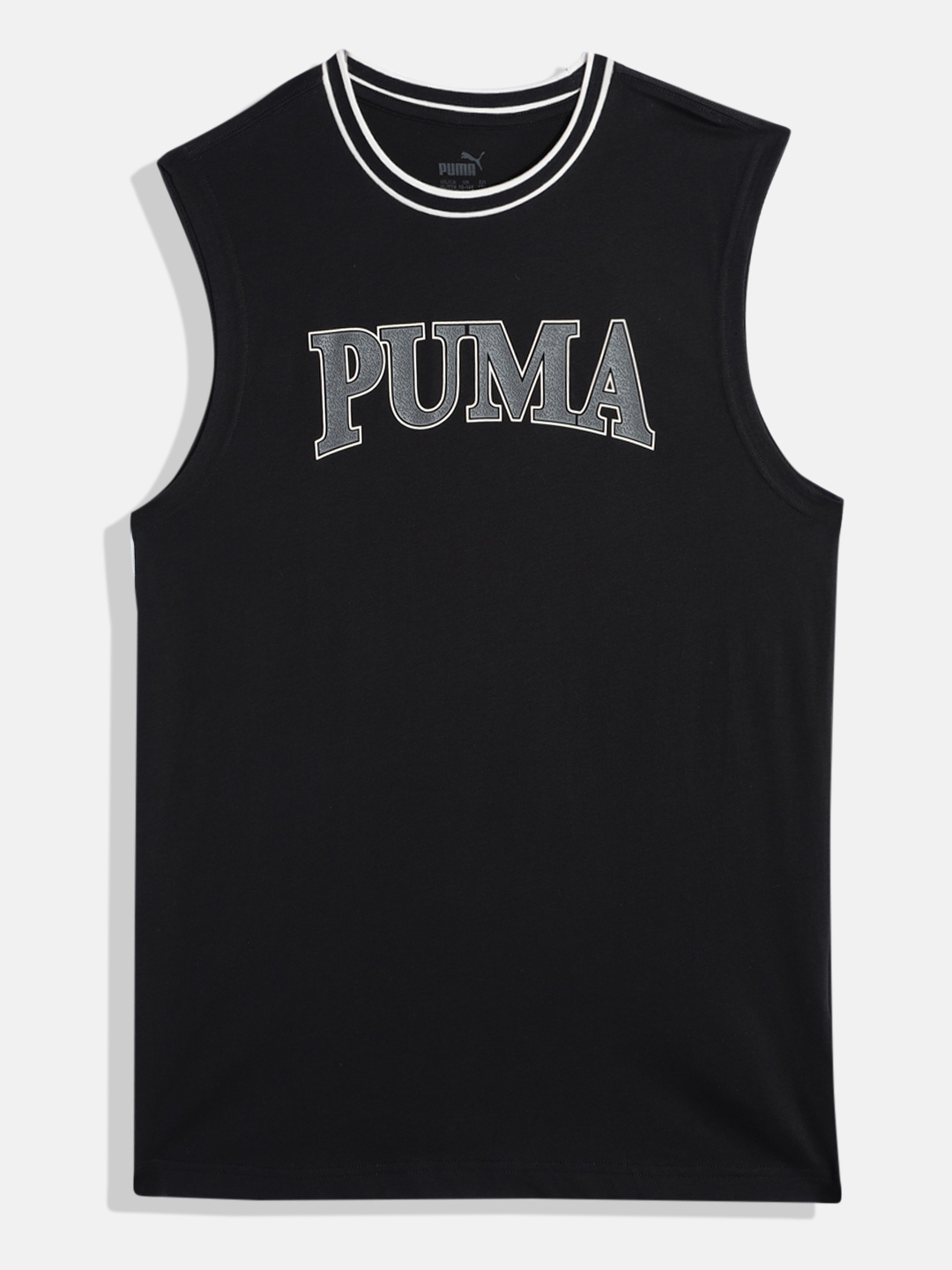 

Puma Boys Squad Brand Logo Print Summer Youth Knitted Pure Cotton Tank T-shirt, Black