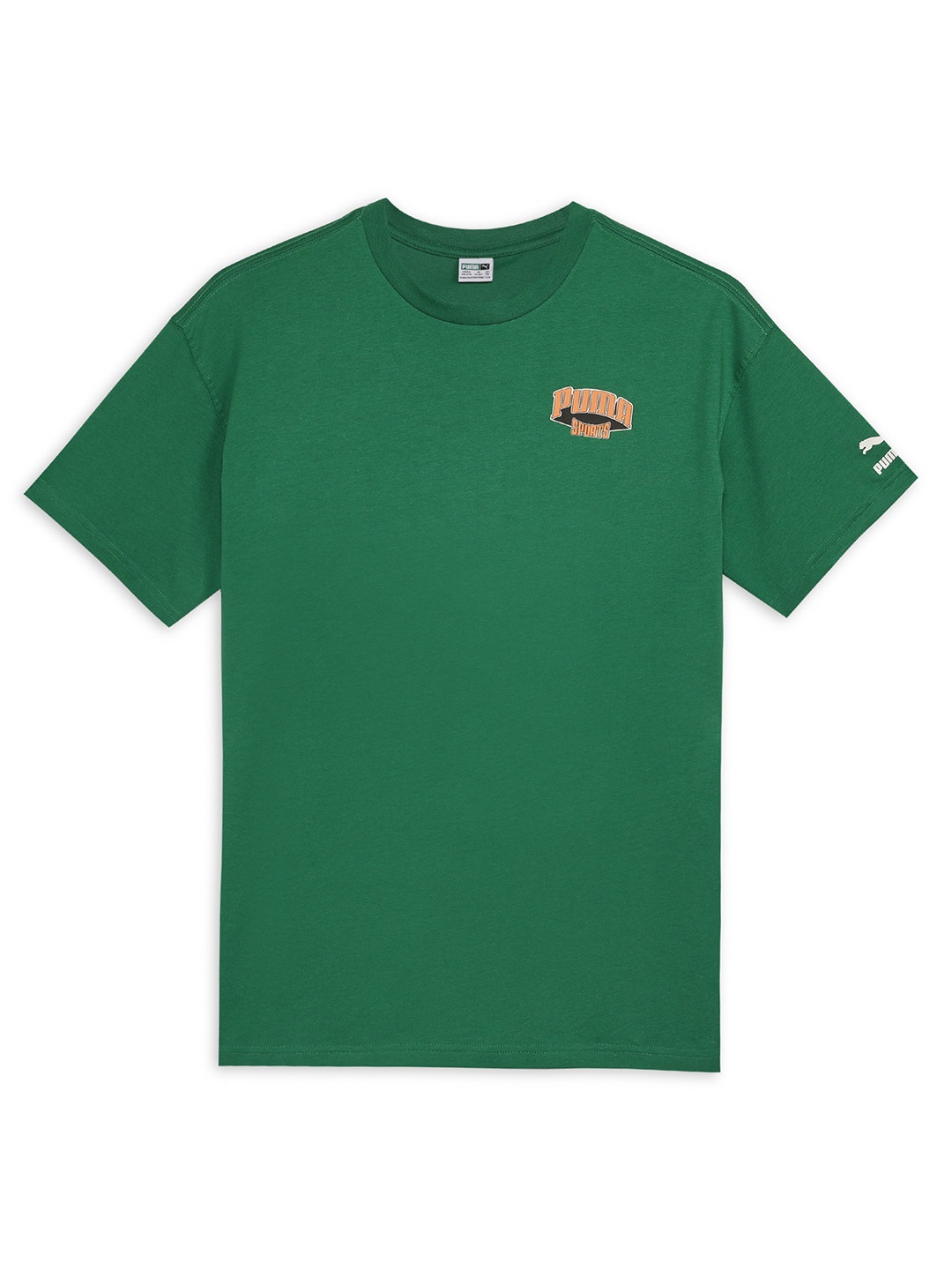 

Puma FOR THE FANBASE Youth Graphic Brand Logo Back Print Relaxed Fit Pure Cotton T-shirt, Green
