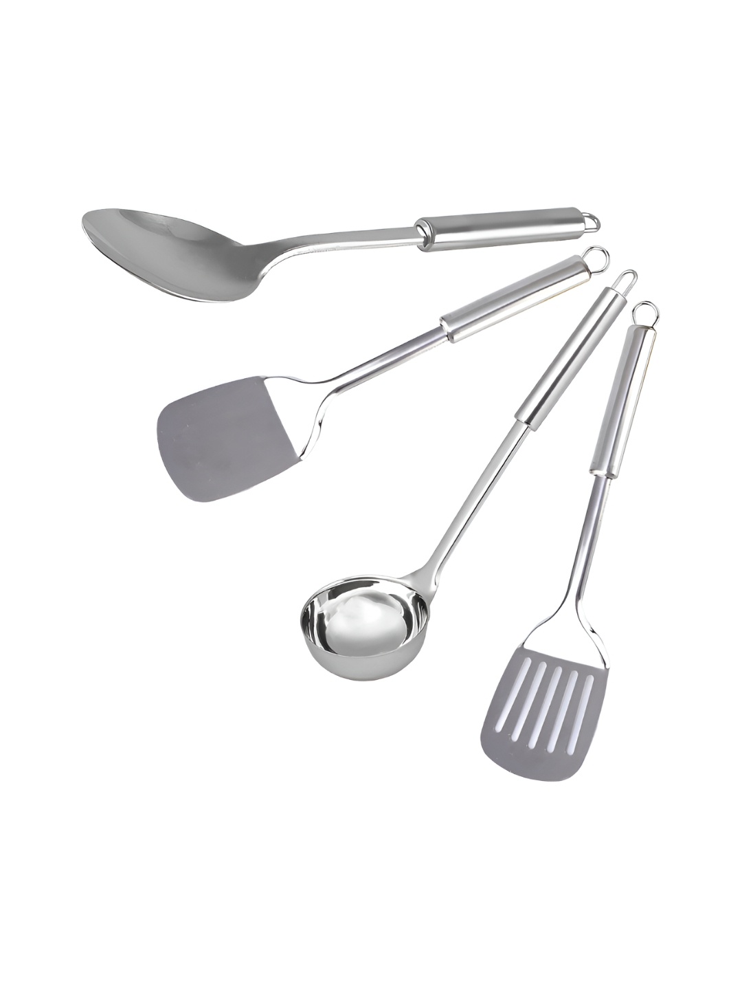 

Kuber Industries 4 Pieces Stainless Steel Turner Ladle Spoon & Spatula Serving Set, Silver