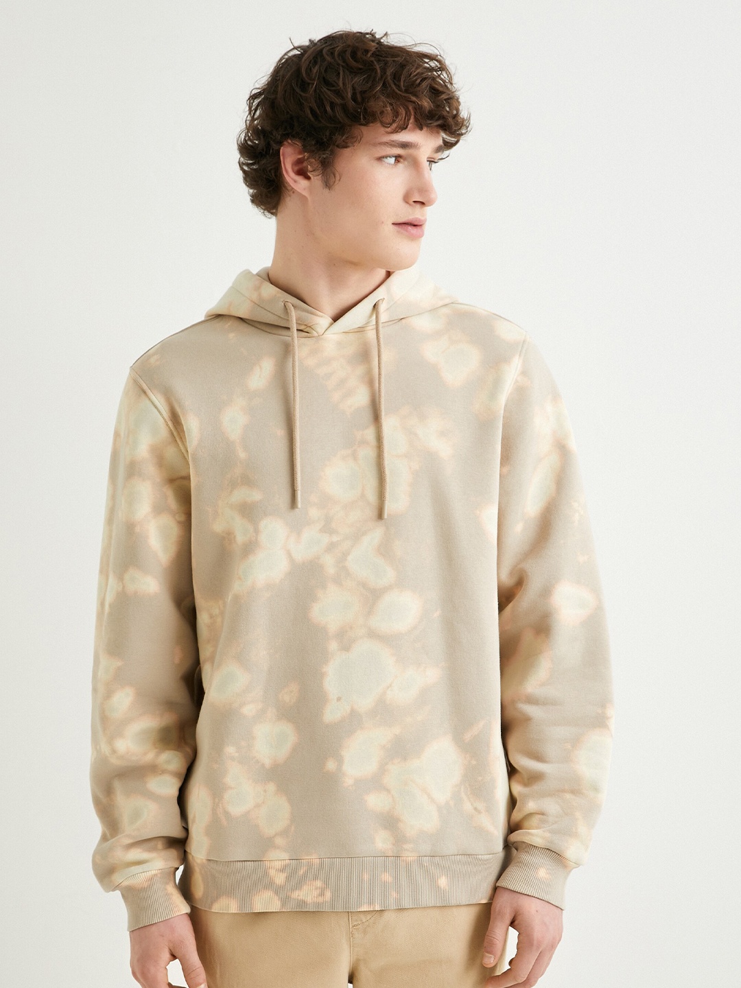 

Koton Abstract Printed Hooded Pullover, Beige