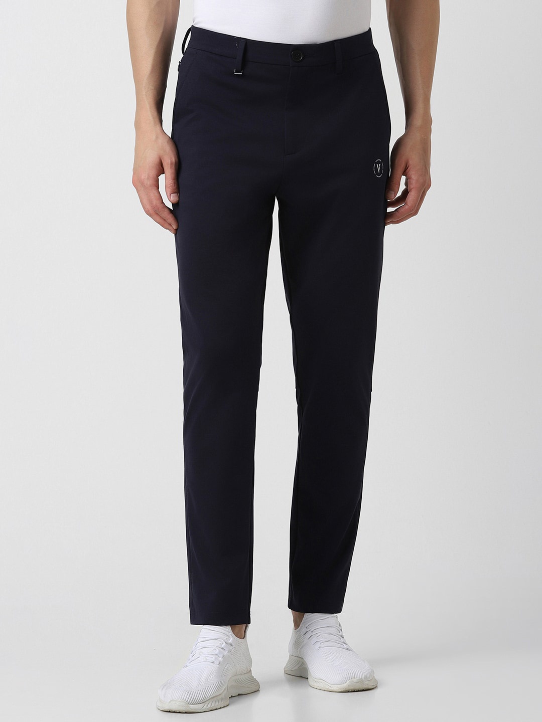 

Van Heusen Flex Men Mid-Rise Trousers, Navy blue