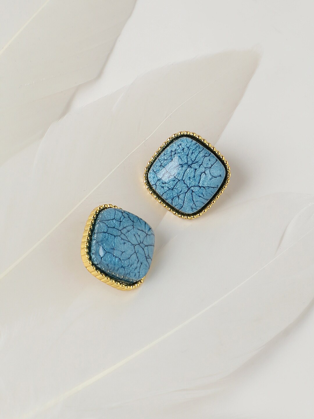 

SOHI Gold-Plated Stone Studded Studs Earrings