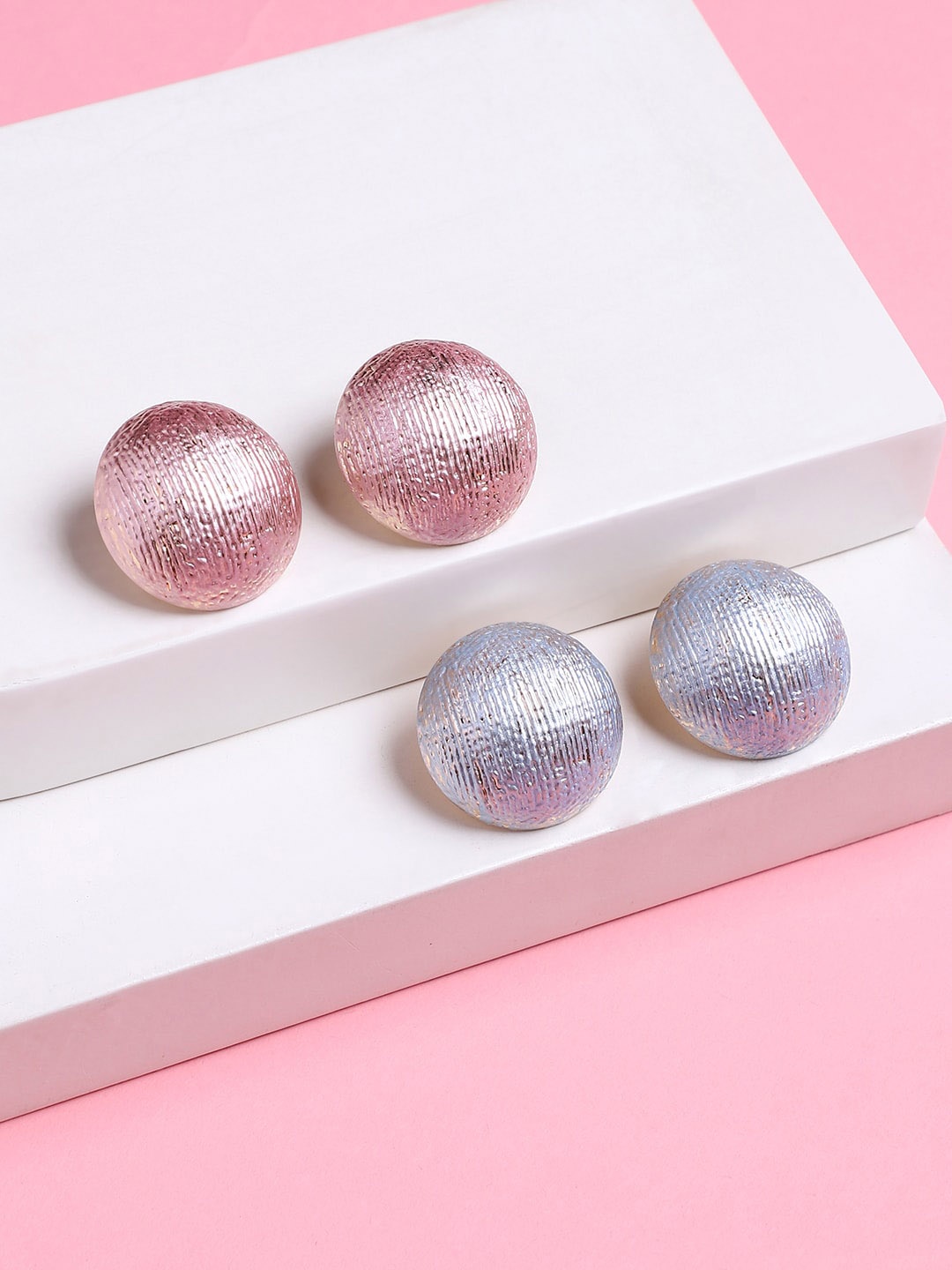 

SOHI Set Of 2 Gold-Plated Contemporary Studs Earrings