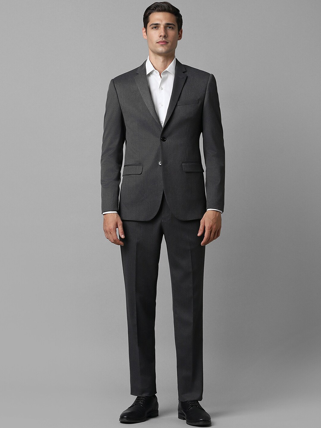 

Louis Philippe Slim Fit Textured Formal Two Piece Formal Suit, Grey