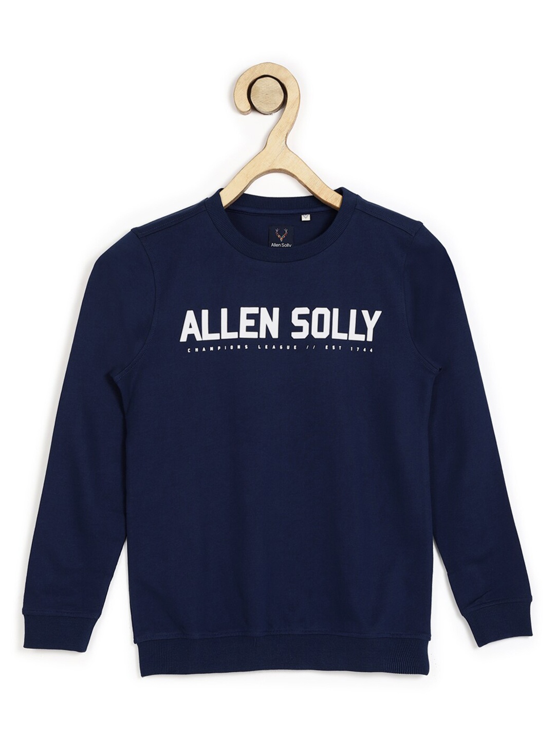 

Allen Solly Junior Boys Typography Printed Long Sleeves Cotton Pullover Sweatshirt, Navy blue