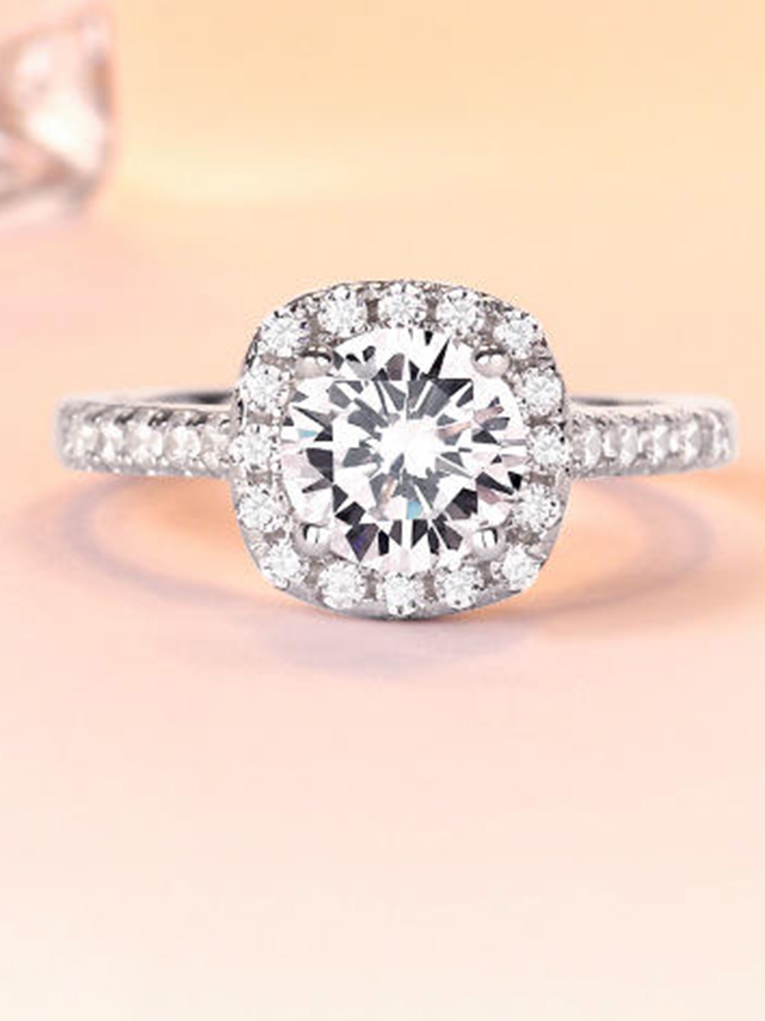 

RARE1STUDIO Silver Plated Cubic Zirconia Studded Finger Ring